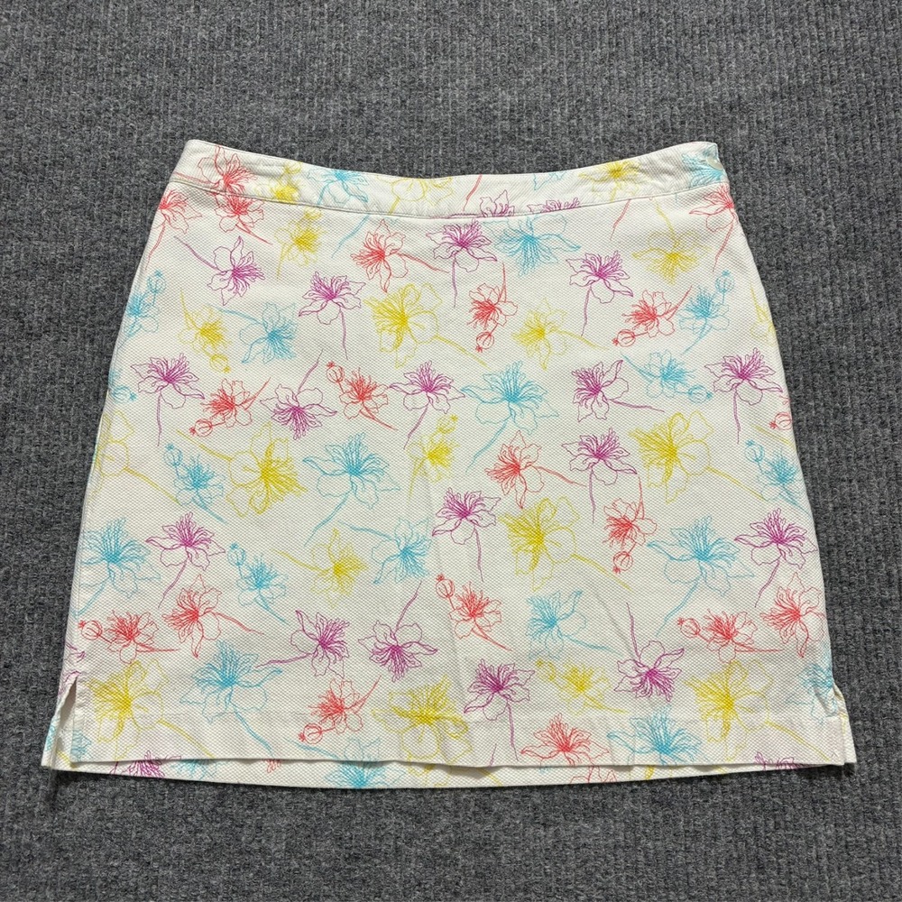 Palm Island Womens Golf Skort Size 12 White Floral Side Zip Stretch Activewear‎